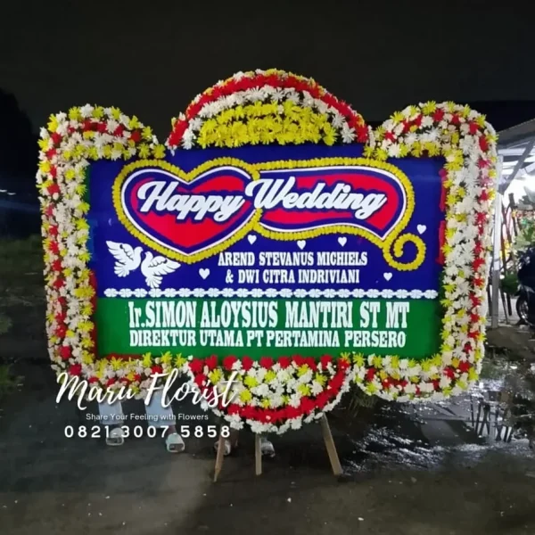 Bunga Papan Happy Wedding - Tangerang